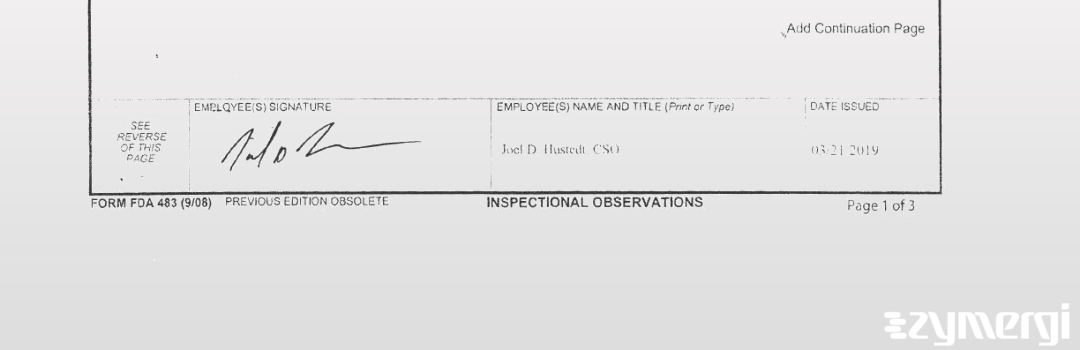 Joel D. Hustedt FDA Investigator