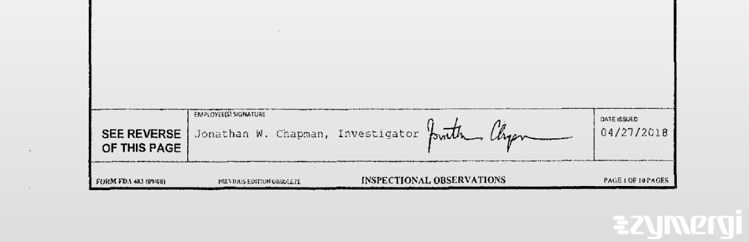 Jonathan W. Chapman FDA Investigator 