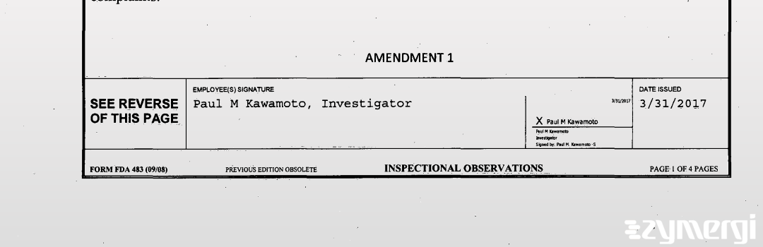 Paul M. Kawamoto FDA Investigator 