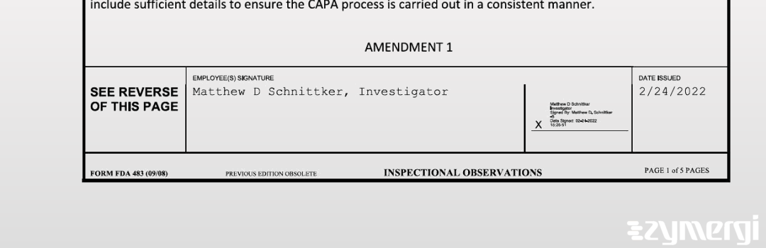 Matthew D. Schnittker FDA Investigator 