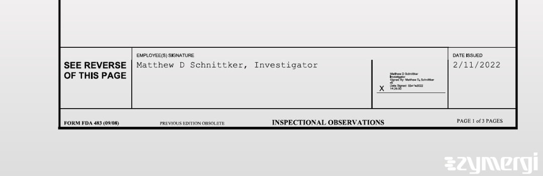 Matthew D. Schnittker FDA Investigator