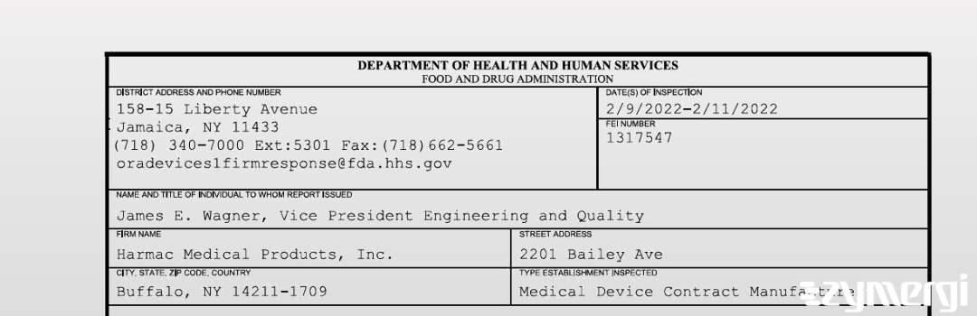 FDANews 483 Harmac Medical Products, Inc. Feb 11 2022 top