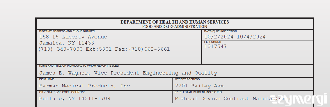 FDANews 483 Harmac Medical Products, Inc. Oct 4 2024 top