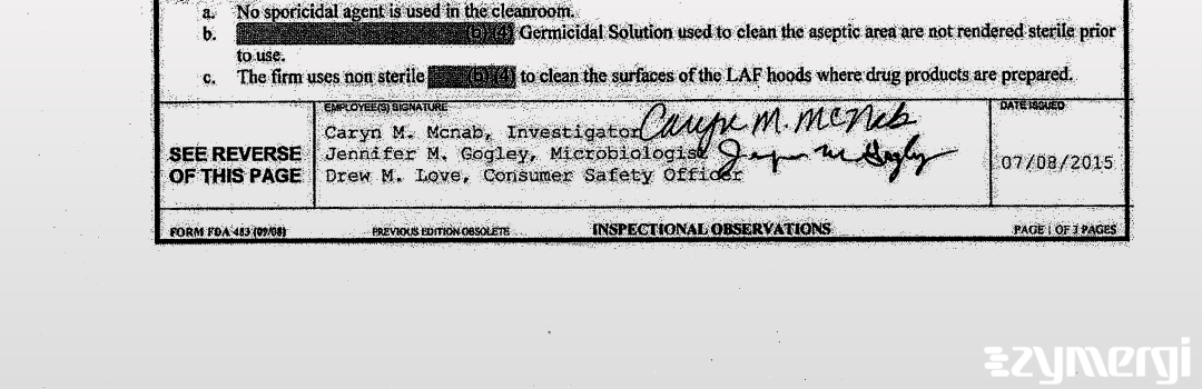 Caryn M. McNab FDA Investigator Jennifer M. Gogley FDA Investigator 