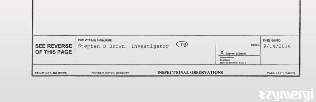 Stephen D. Brown FDA Investigator 