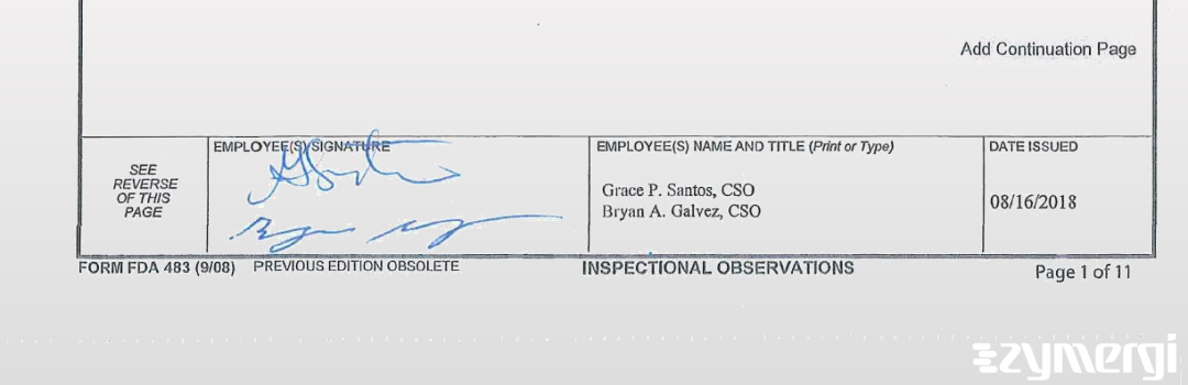 Bryan A. Galvez FDA Investigator Grace P. Santos FDA Investigator