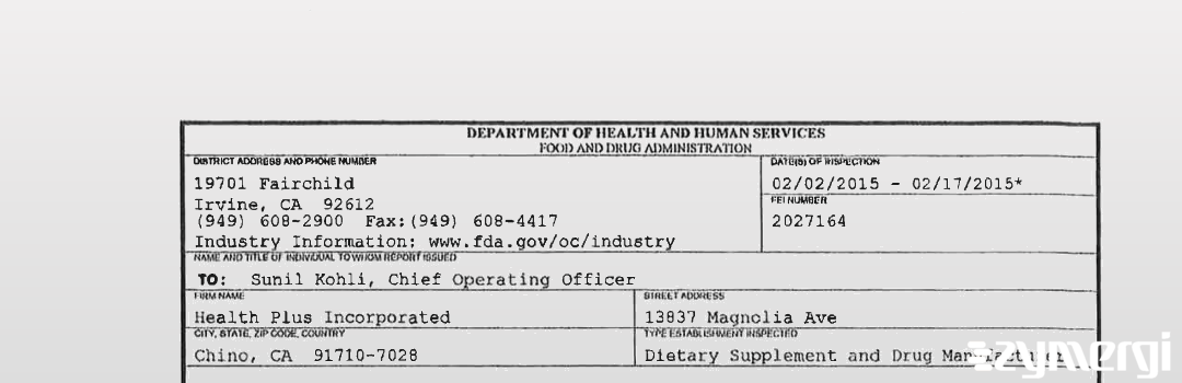 FDANews 483 Health Plus Incorporated Feb 17 2015 top