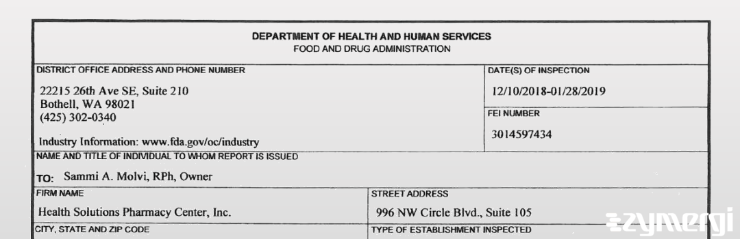 FDANews 483 Health Solutions Pharmacy Center Inc dba Professional Compounding Pharmacy Jan 28 2019 top