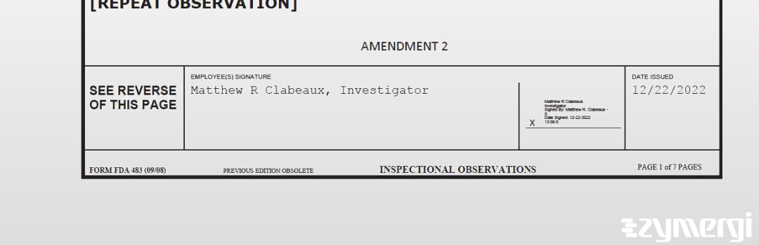 Matthew R. Clabeaux FDA Investigator 