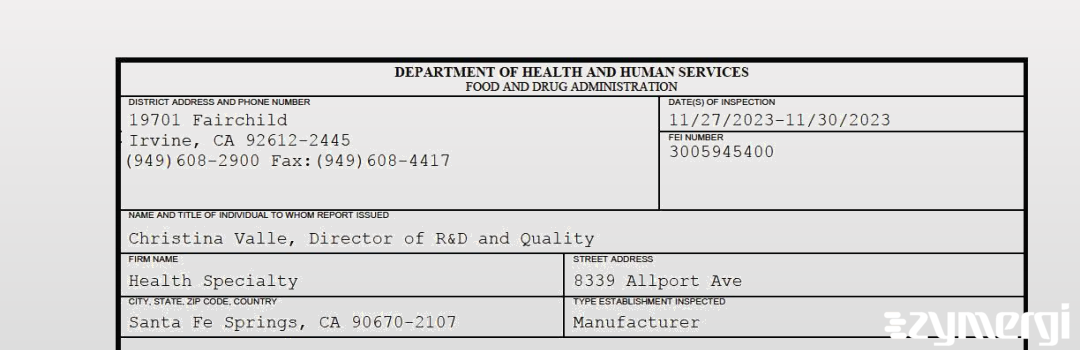 FDANews 483 Health Specialty Nov 30 2023 top