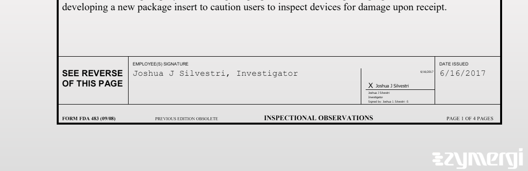 Joshua J. Silvestri FDA Investigator 