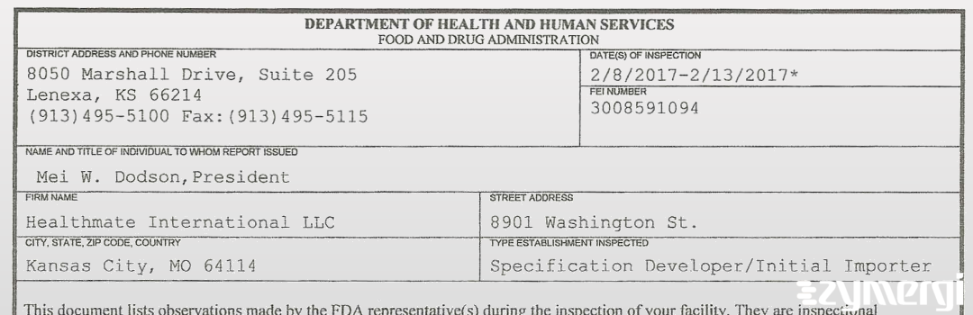 FDANews 483 Healthmate International LLC Feb 13 2017 top