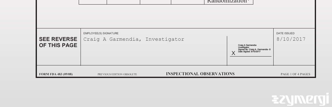 Craig A. Garmendia FDA Investigator