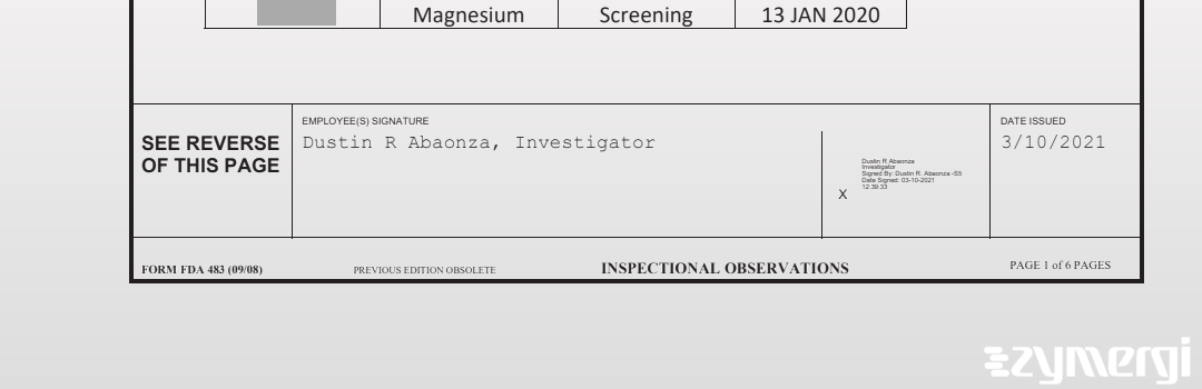 Dustin R. Abaonza FDA Investigator 