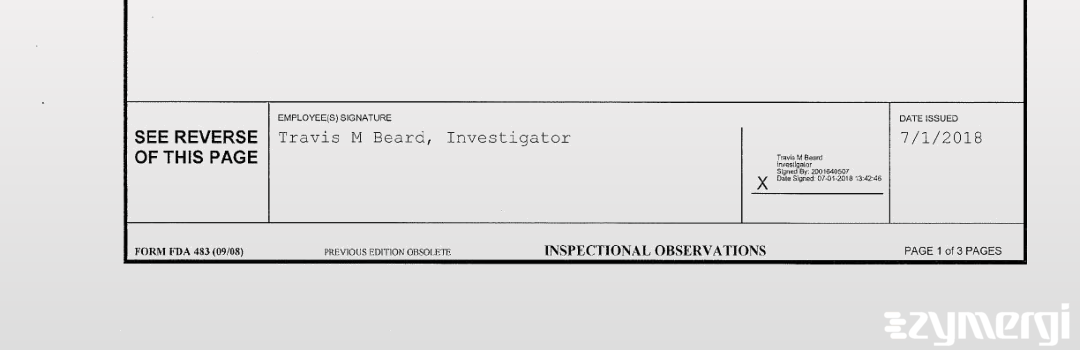 Travis M. Beard FDA Investigator