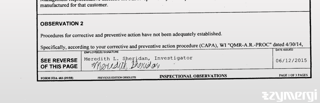 Meredith L. Sheridan FDA Investigator