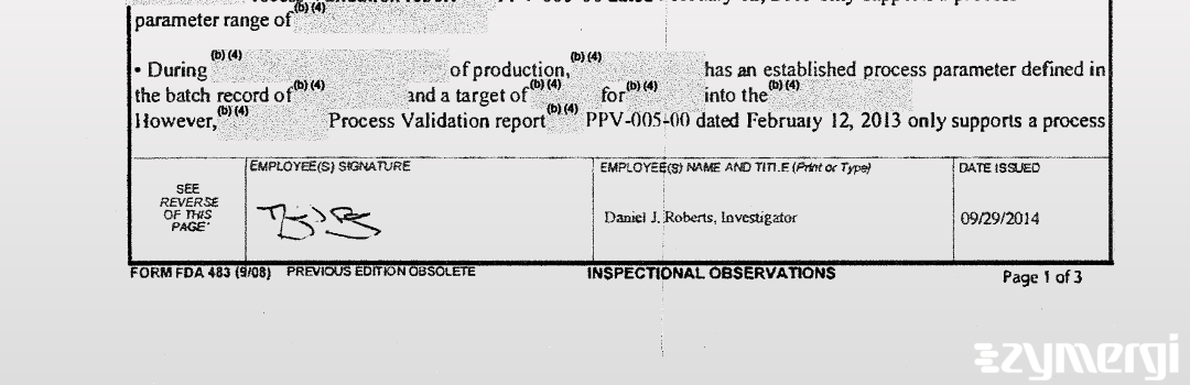 Daniel J. Roberts FDA Investigator 