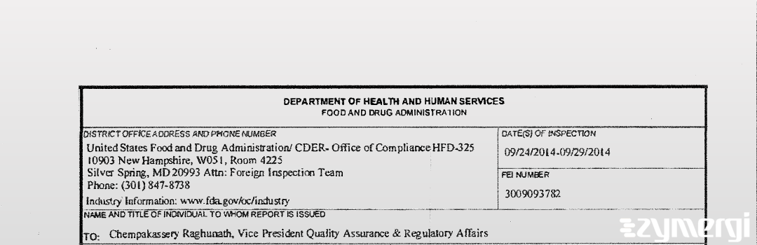 FDANews 483 Hetero Labs Ltd. - Unit IX Sep 29 2014 top