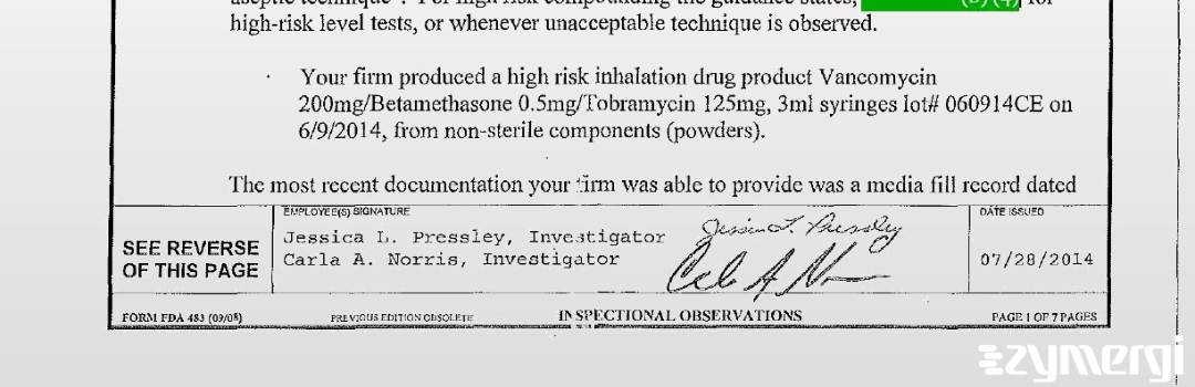 Jessica L. Pressley FDA Investigator Carla A. Norris FDA Investigator 