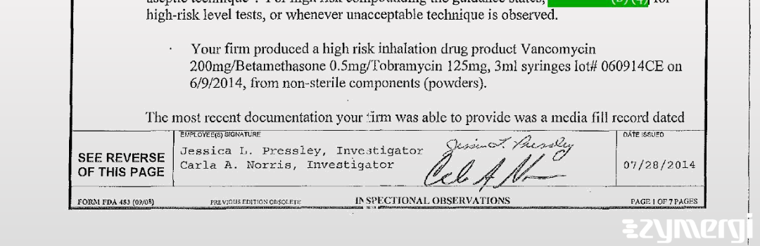 Jessica L. Pressley FDA Investigator Carla A. Norris FDA Investigator