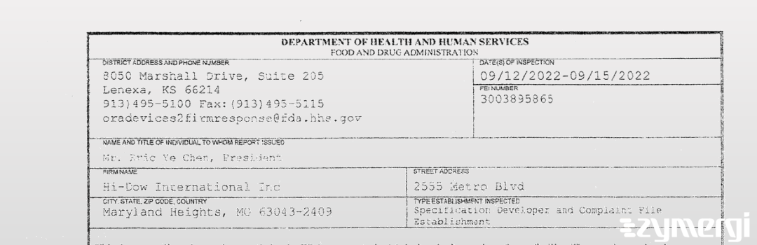 FDANews 483 Hi-Dow International Inc Sep 15 2022 top