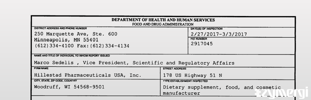 FDANews 483 Hillestad Pharmaceuticals USA, Inc. Mar 3 2017 top