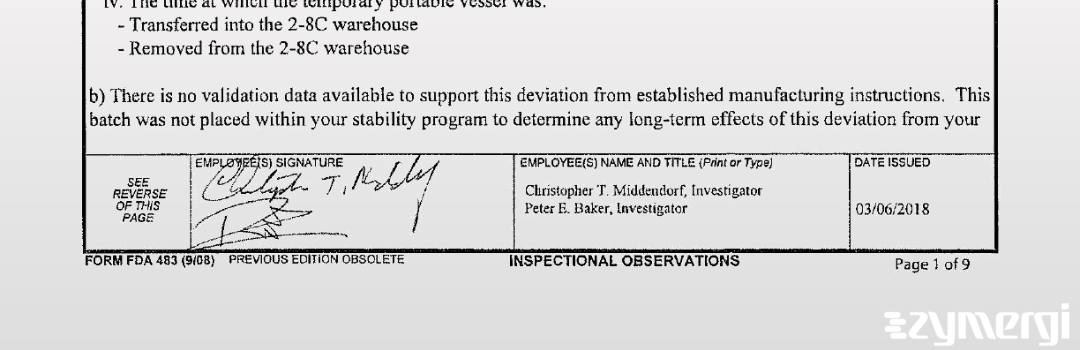 Christopher T. Middendorf FDA Investigator Peter E. Baker FDA Investigator 