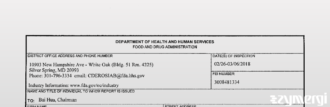 FDANews 483 Hisun Pharmaceutical Hangzhou Co., Ltd Mar 6 2018 top