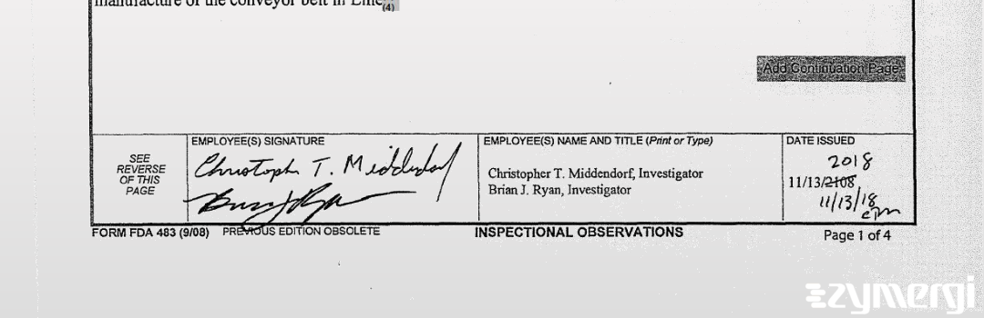 Christopher T. Middendorf FDA Investigator Brian J. Ryan FDA Investigator 