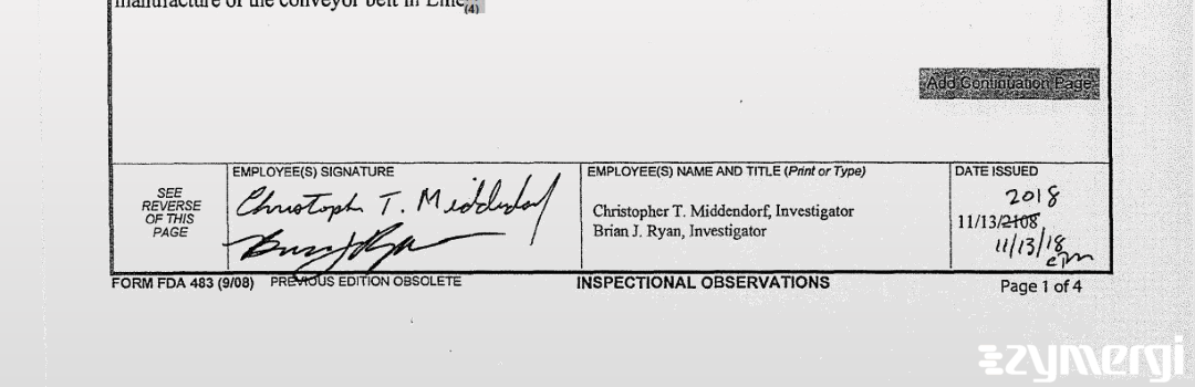 Christopher T. Middendorf FDA Investigator Brian J. Ryan FDA Investigator
