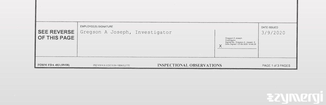 Gregson A. Joseph FDA Investigator 