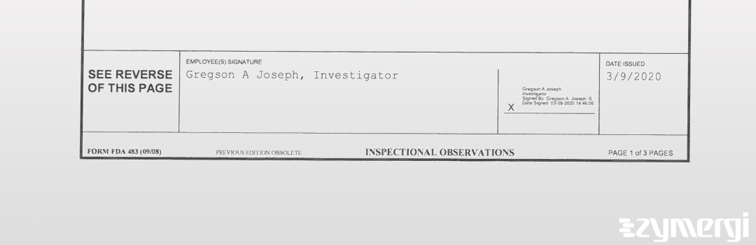 Gregson A. Joseph FDA Investigator