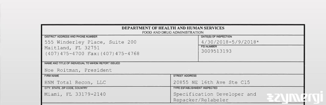 FDANews 483 HNM Total Recon, LLC May 9 2018 top