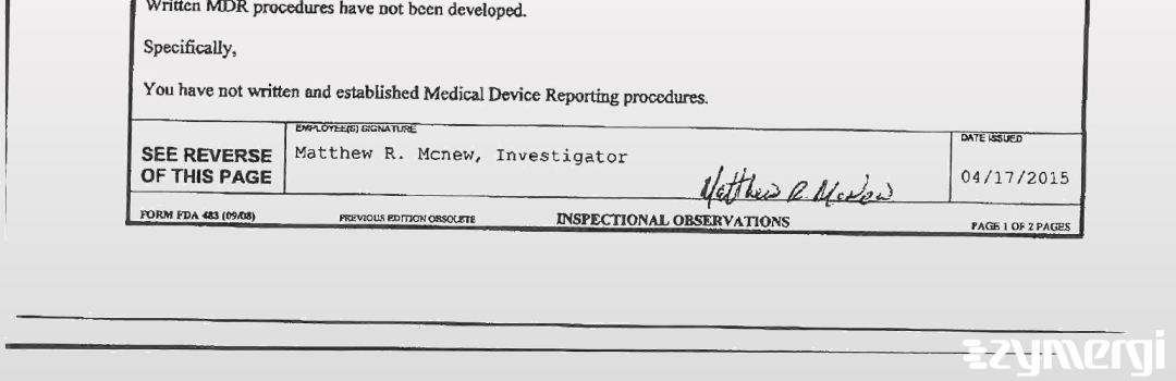 Matthew R. McNew FDA Investigator 