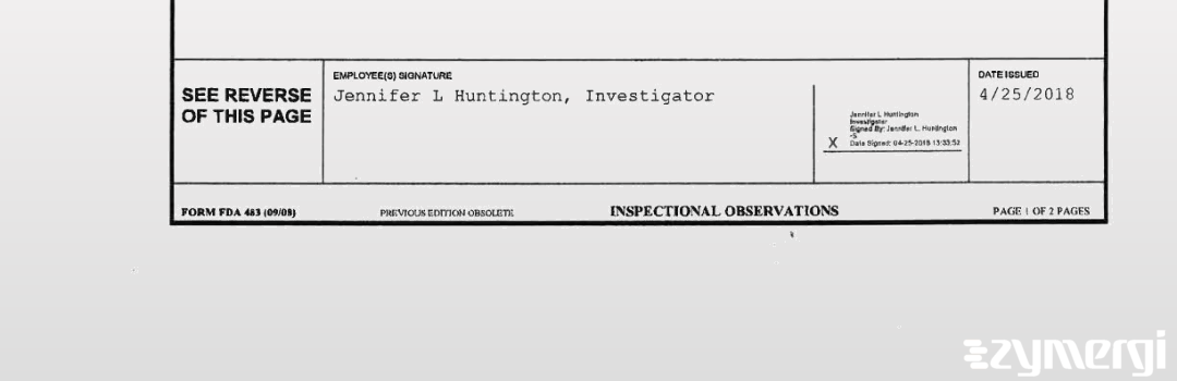 Jennifer L. Huntington FDA Investigator 