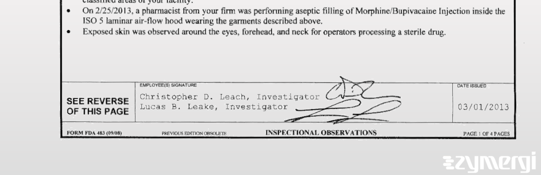 Christopher D. Leach FDA Investigator Lucas B. Leake FDA Investigator