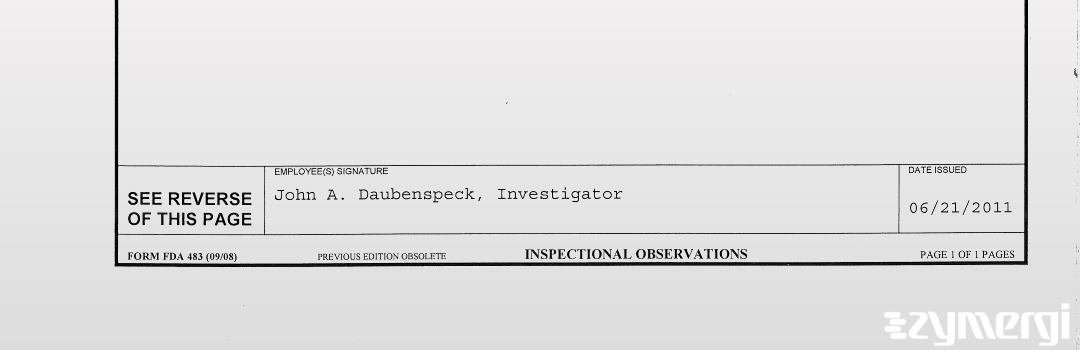 John A. Daubenspeck FDA Investigator 