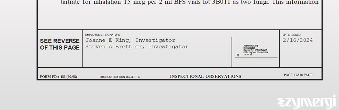 Steven A. Brettler FDA Investigator Joanne E. King FDA Investigator 