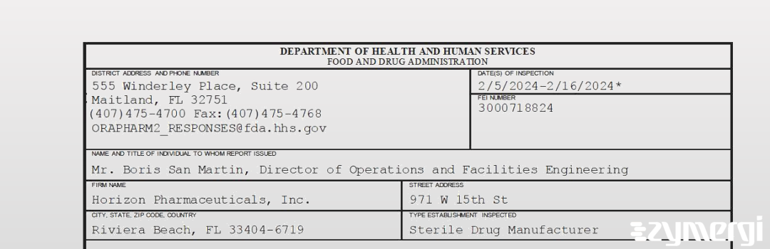 FDANews 483 Horizon Pharmaceuticals, Inc. Feb 16 2024 top