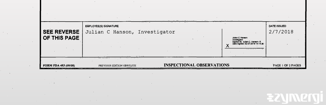 Julian C. Hanson FDA Investigator