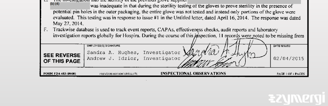 Sandra A. Hughes FDA Investigator Andrew J. Idzior FDA Investigator 