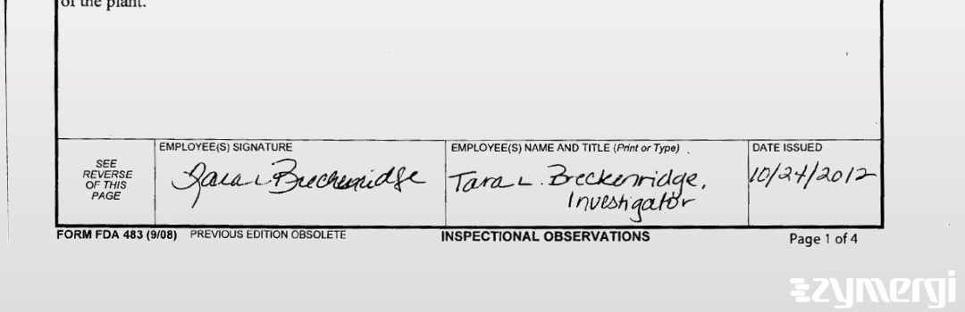 Brittany D. Terhar FDA Investigator Tara L. Greene FDA Investigator Matthew R. Sleeter FDA Investigator Anthony Bucks FDA Investigator 