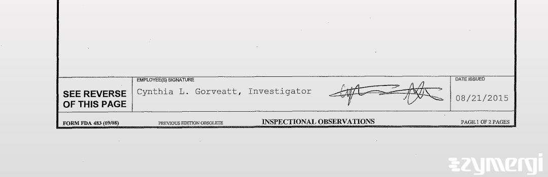 Cynthia L. Gorveatt FDA Investigator 