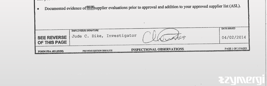 Jude C. Dike FDA Investigator Eric W. Anderson FDA Investigator