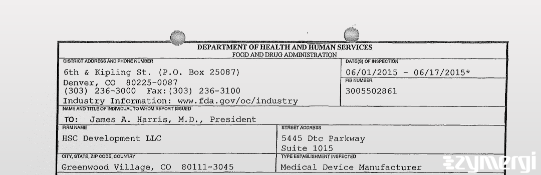 FDANews 483 HSC Development LLC Jun 17 2015 top