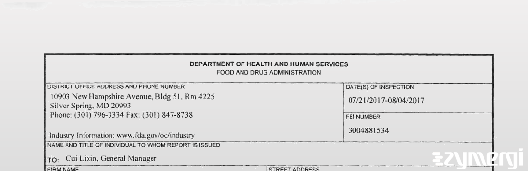 FDANews 483 Hubei Danao Pharmaceutical Co., Ltd. Aug 4 2017 top