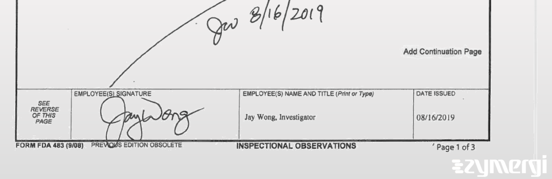 Jay T. Wong FDA Investigator 