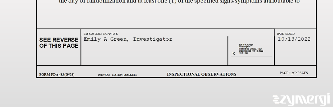 Emily A. Green FDA Investigator Emily A. Baldwin FDA Investigator 