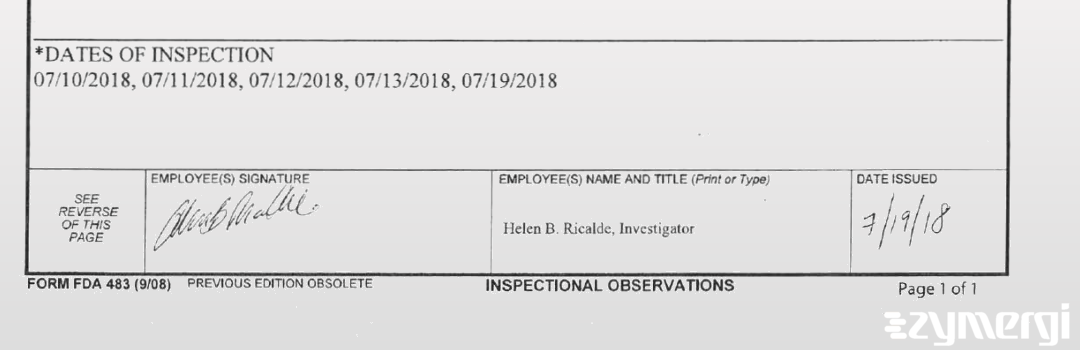 Helen B. Ricalde FDA Investigator Louis G. An FDA Investigator 