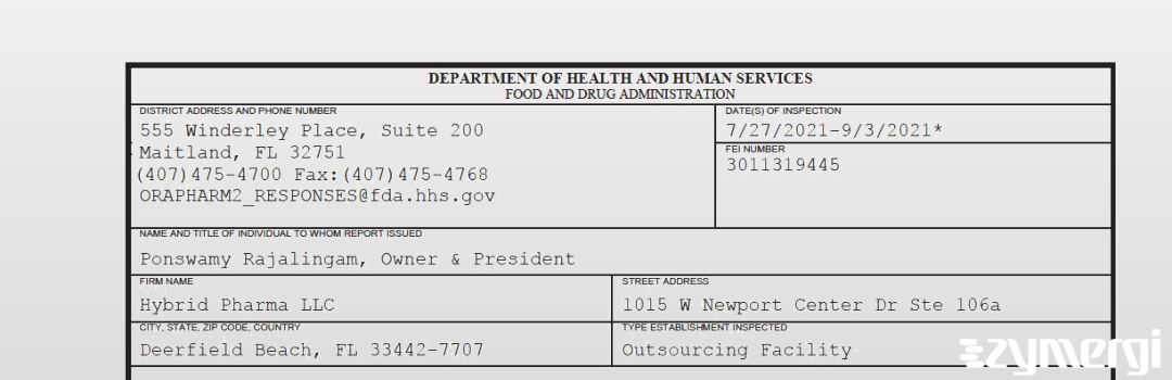 FDANews 483 Hybrid Pharma LLC Sep 3 2021 top